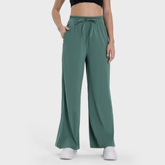 Wide-Leg Split Yoga Pants - Loose Fit, Side Pockets