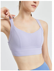 High-Impact Sports Bra with Crisscross Back - Shockproof, Full Coverage