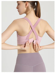 Yoga Closure Sports Bra - Fixed Cups, Shockproof, One-Piece Design