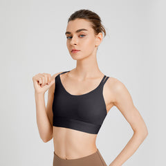 High-Impact Sports Bra with Thin Straps - Shockproof, One-Piece Design