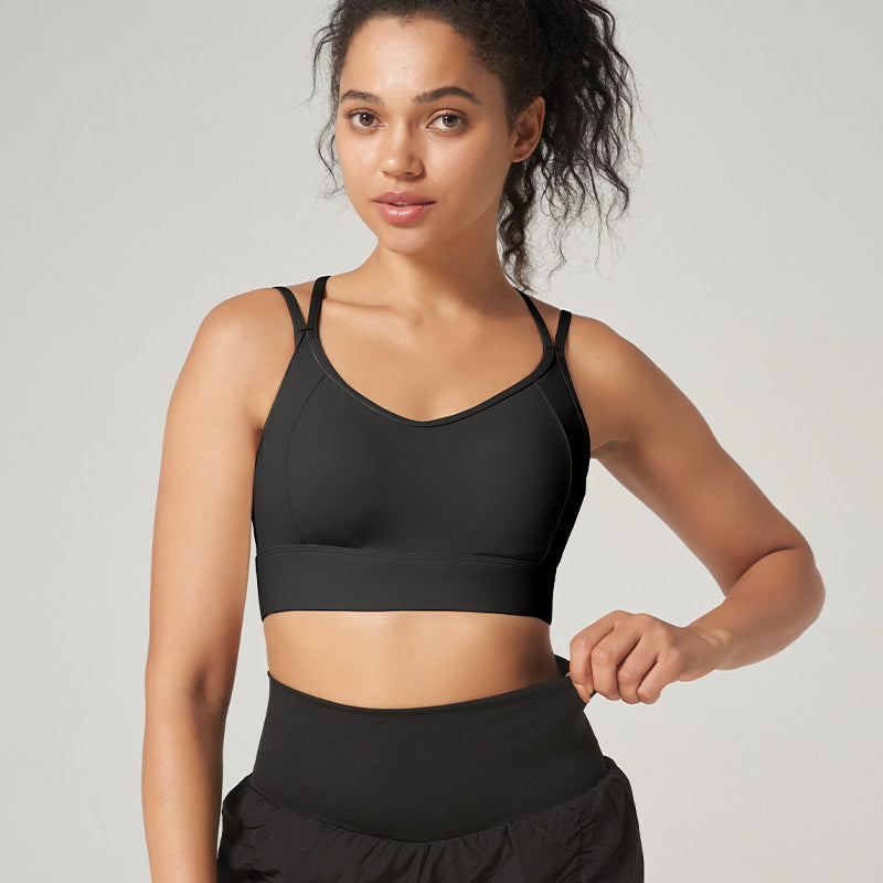 Fixed Cup Shockproof Sports Bra - One-Piece Design