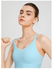 High-Impact Sports Bra with Thin Straps - Shockproof, One-Piece Design