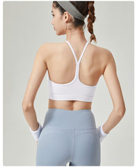 High-Impact Halter Sports Bra with Y-Back - Removable Pads, Solid Color