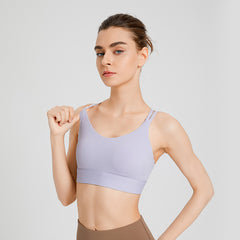 High-Impact Sports Bra with Thin Straps - Shockproof, One-Piece Design