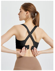 High-Impact Sports Bra with Crisscross Back - Shockproof, Full Coverage