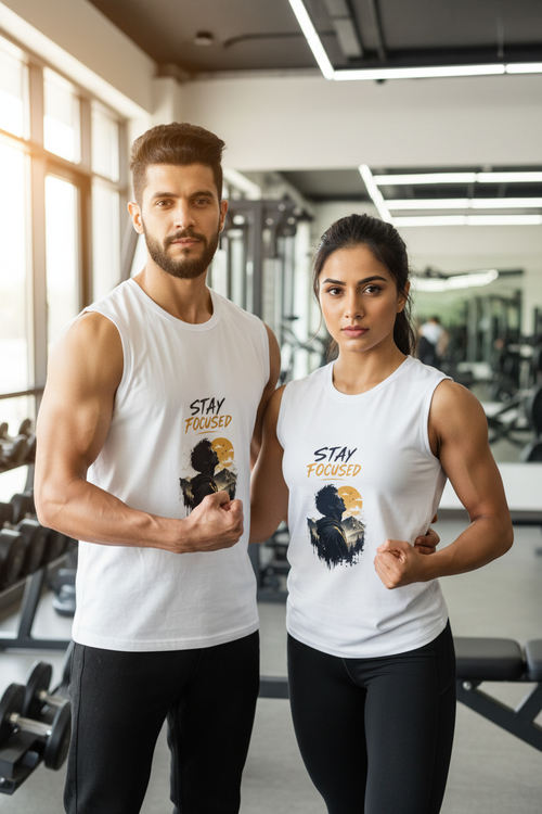 Couple Gym White Sleeveless