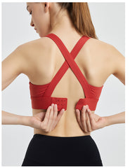 High-Impact Sports Bra with Crisscross Back - Shockproof, Full Coverage