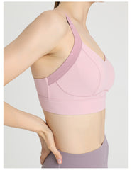 Yoga Closure Sports Bra - Fixed Cups, Shockproof, One-Piece Design