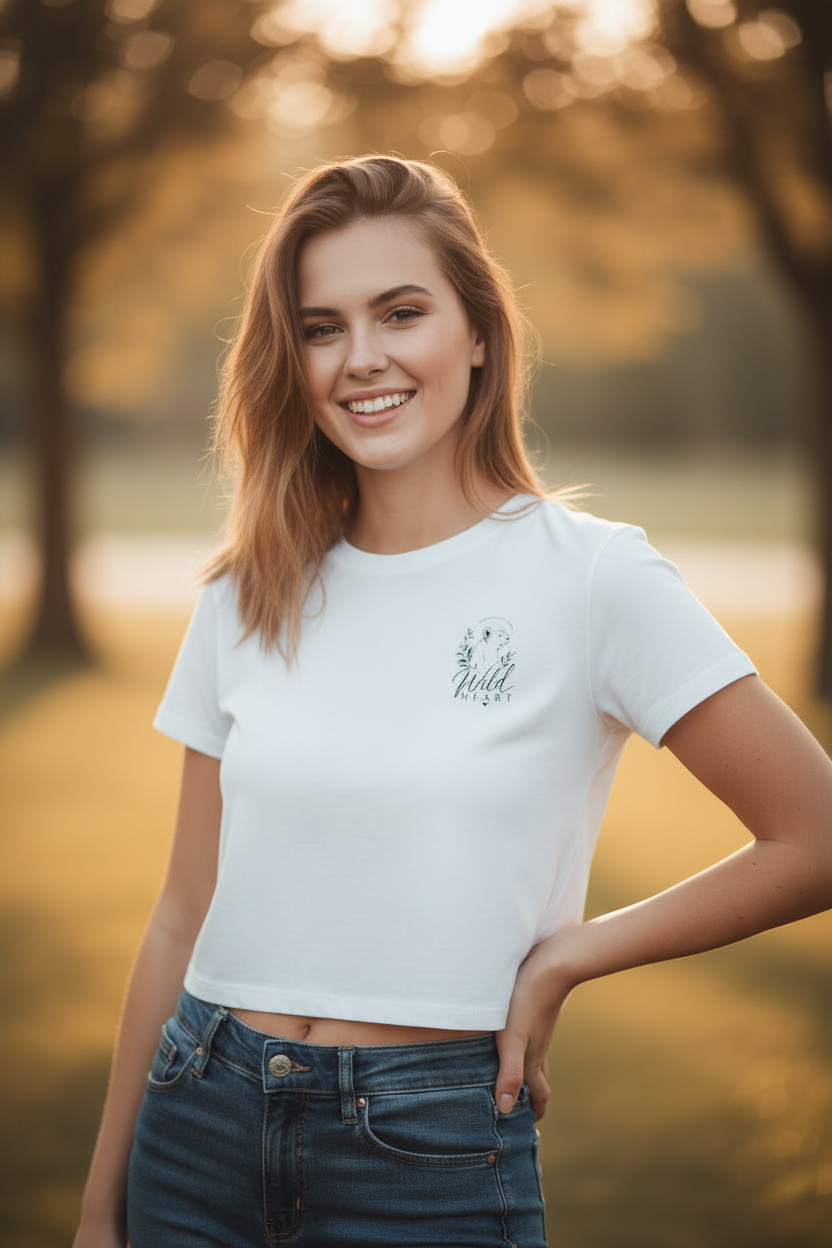 White Baby Tee - hand on hip pose