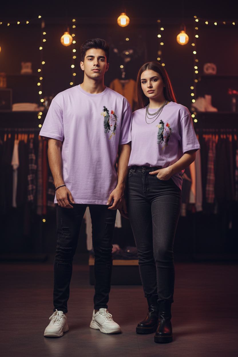 Lavender Shiva Parvati Couple Tee