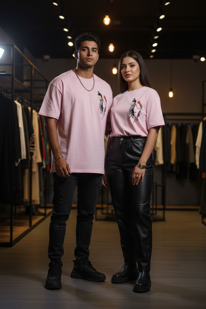 Pink Shiva Parvati Couple Tee