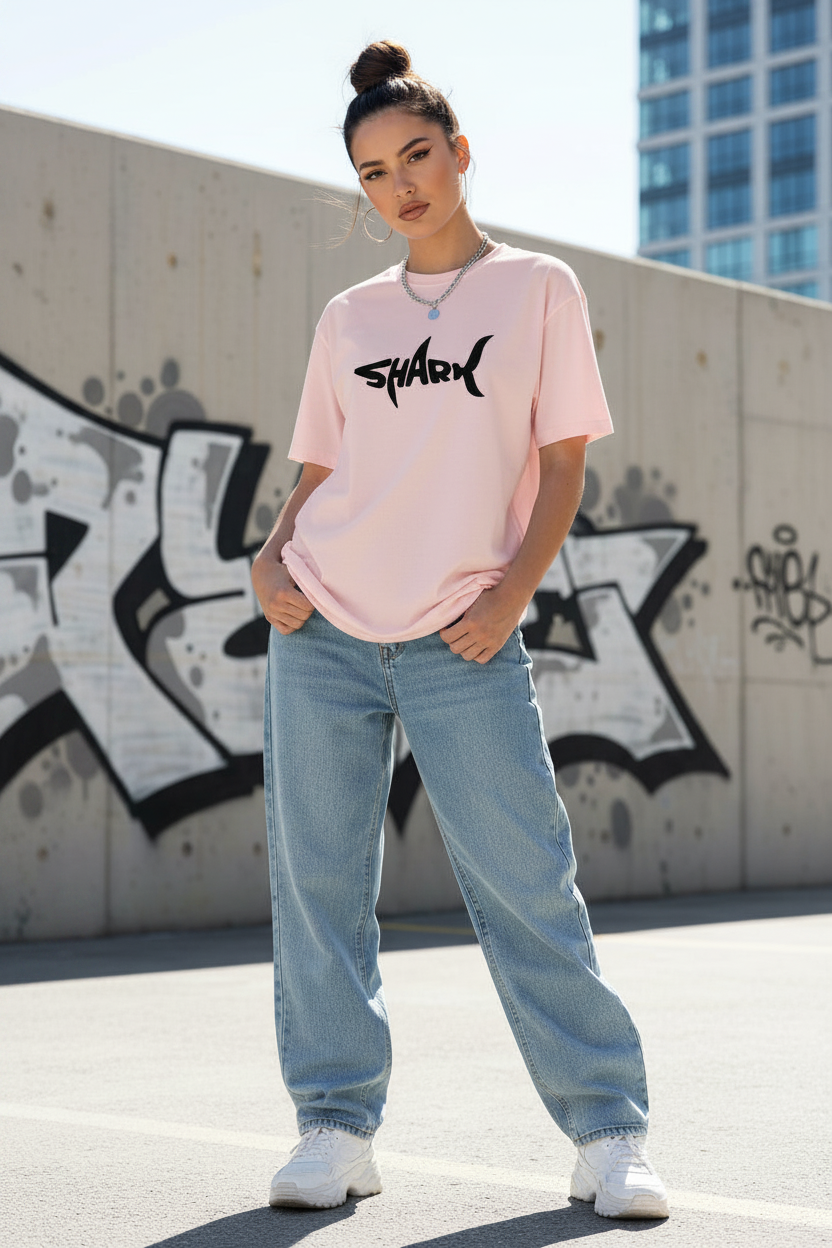 Shark Tshirt - Light Baby Pink