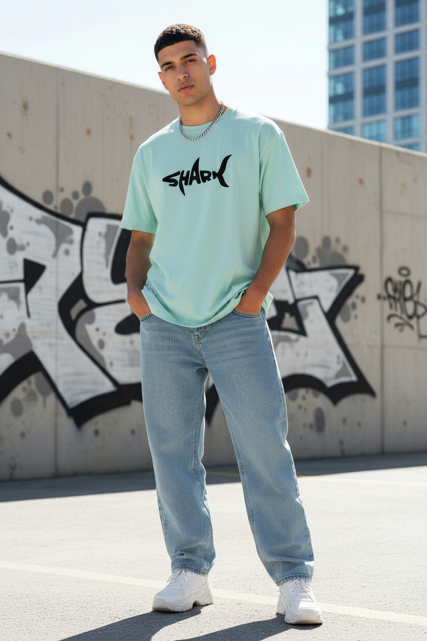 Shark Tshirt - Mint - Male Model