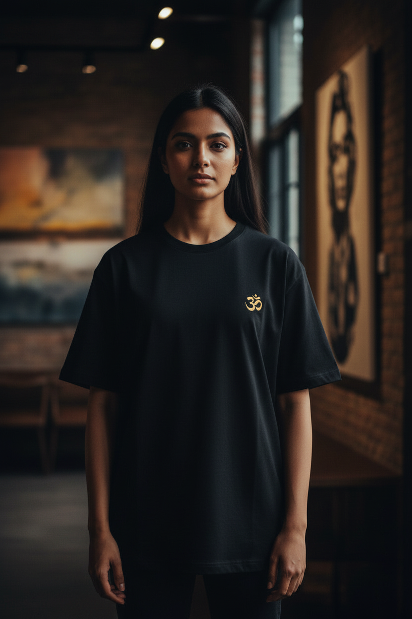 Woman Black OM Tshirt