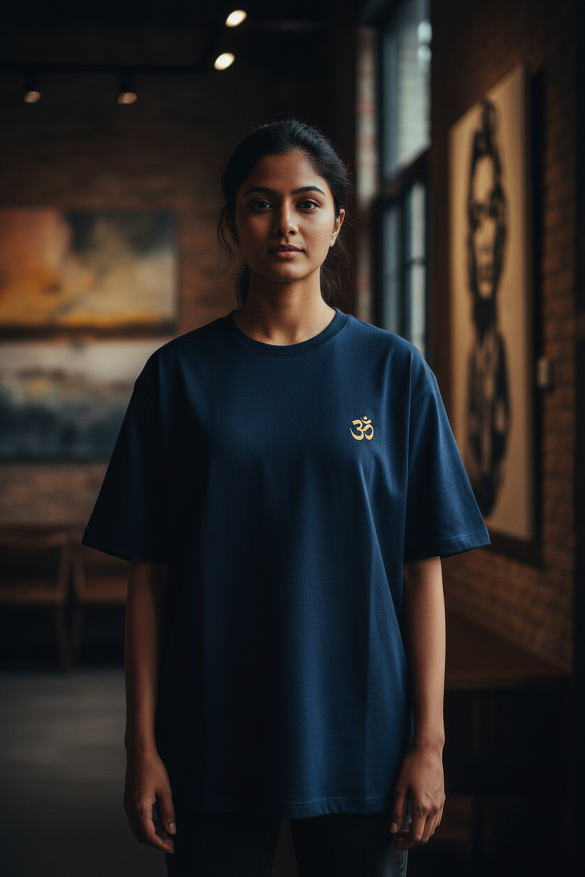 Woman Navy Blue OM Tshirt
